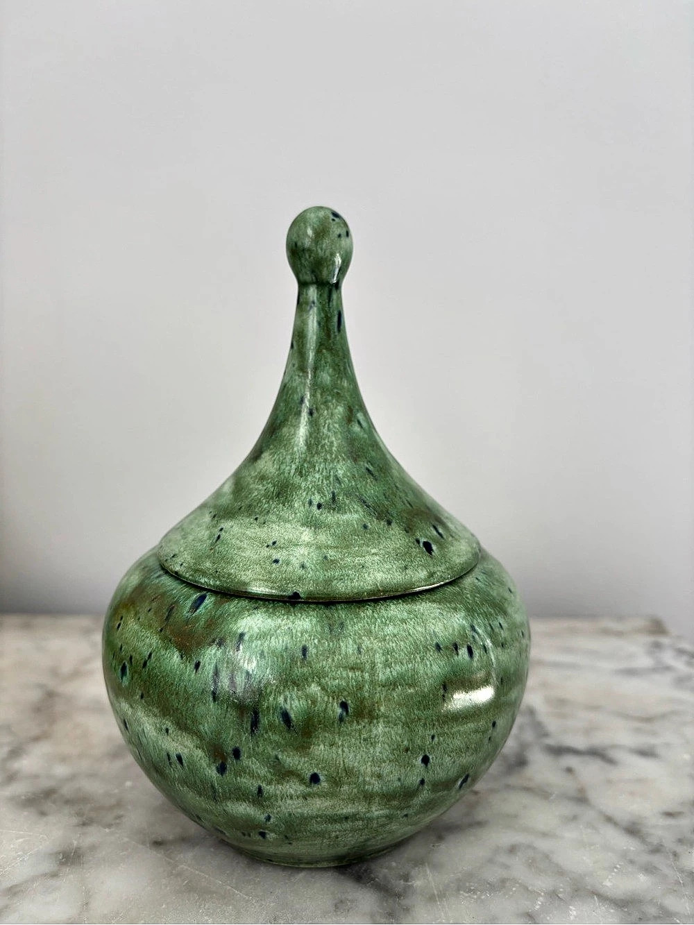 MCM Green Ceramic Lidded Decor Jar